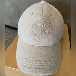 *NWT* Steve Madden Smiley Brushed Baseball Cap in Cream - OS
